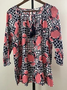 Crown & Ivy Crab Print Tunika Style Top Size Medium - Bild 1 von 7