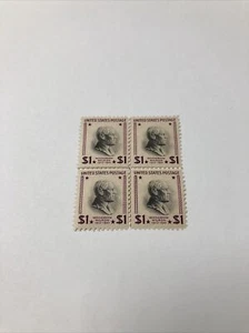 US 832 Woodrow Wilson $1 Center Line Block Of 4 Extra Fine Mint Never Hinged - Picture 1 of 4