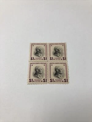 US 832 Woodrow Wilson $1 Center Line Block Of 4 Extra Fine Mint Never Hinged - Image 1 of 4