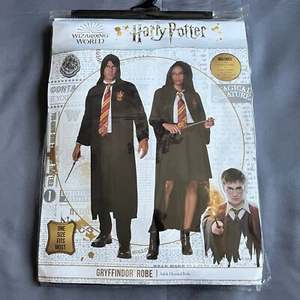Harry Potter Gryffindor Robe Adult Cloak Cape Black Hood Wizard Costume New - Picture 1 of 7