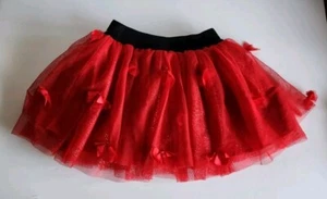 Disney Girls Size 5 Red Tulle TuTu Glitter Bows Sewn in Shorts 119072 Skirt - Picture 1 of 12