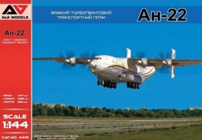 A&A MODELS A&A 4401 Antonov An-22 Antei Heavy-Lift Turbo Prop Transportflugzeug Maßstab 1:144