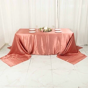 CINNAMON ROSE 90x156" RECTANGLE Satin TABLECLOTH Wedding Party Home Banquet - Picture 1 of 8