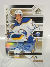 2022-23 SP GAME USED 3-COLOR GAME WORN PATCH GOLD JACK QUINN RC #01/25