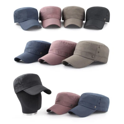 Unisex Mens XL 2XL 61~64Cm Mqum Waterproof Plain Military Cadet Cap Trucker Hats - Image 1 of 4