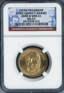 2008-D John Quincy Adams Dollar NGC MS67 SMS - 6th U.S. President - Picture 1 of 2
