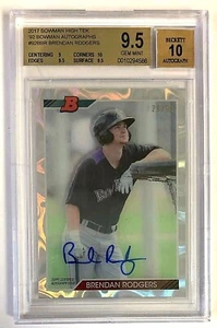 2017 Bowman High Tek Brendan Rodgers AUTO RC #'d /35 '92 Bowman SSP BGS 9.5/10 - Picture 1 of 2