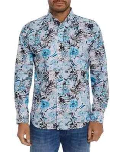 Robert Graham Villa langärmliges blaues geblümtes Herrenhemd – Small – Einzelhandel $ 178 - Bild 1 von 6