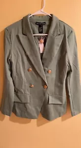 Attitude Unknown Women's Metallic Button Blazer Green Size S NWT - Picture 1 of 4