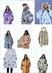 Oversized Women's Hoodie Blanket Cozy Fleece Wearable Warm Blanket For Winter - Picture 1 of 42