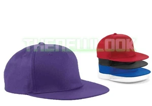 Retro Purple Snapback Plain Baseball Cap Flat Peak 5 Panel Hat Mens Women New - Picture 1 of 3