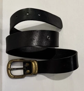 Vintage G-Star RAW Men's Belt Wide Black Leather Gold Stamped Buckle w/stud - Picture 1 of 21