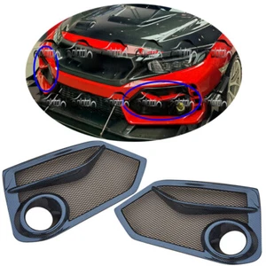 For Honda Civic FK8 Type-R 2017+ Carbon Fiber Front Lamp Light Covers JS Style - Picture 1 of 14