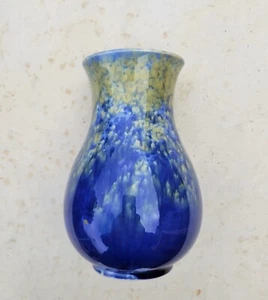 R. FOWLER POTTERY MOTTLED BLUE VASE THOMASTOWN VIC. c1930 - Picture 1 of 8
