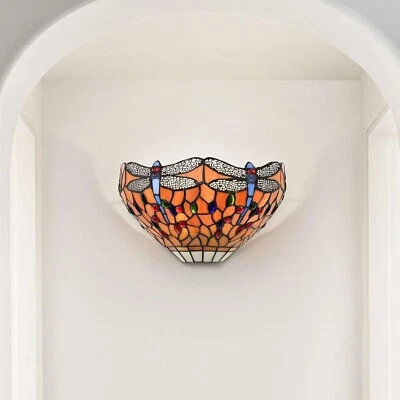 Dragonfly Stained Glass Tiffany Wall Light/UP LIGHTER / COMES WITH WALL FITTINGS - Image 1 of 4