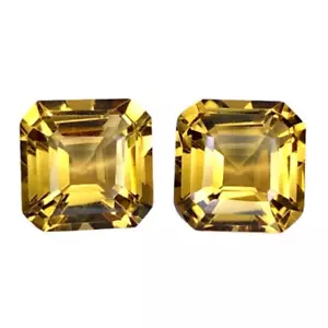 9.65 CTS yellow natural citrine square cut 2pcs loose gemstones - Picture 1 of 2