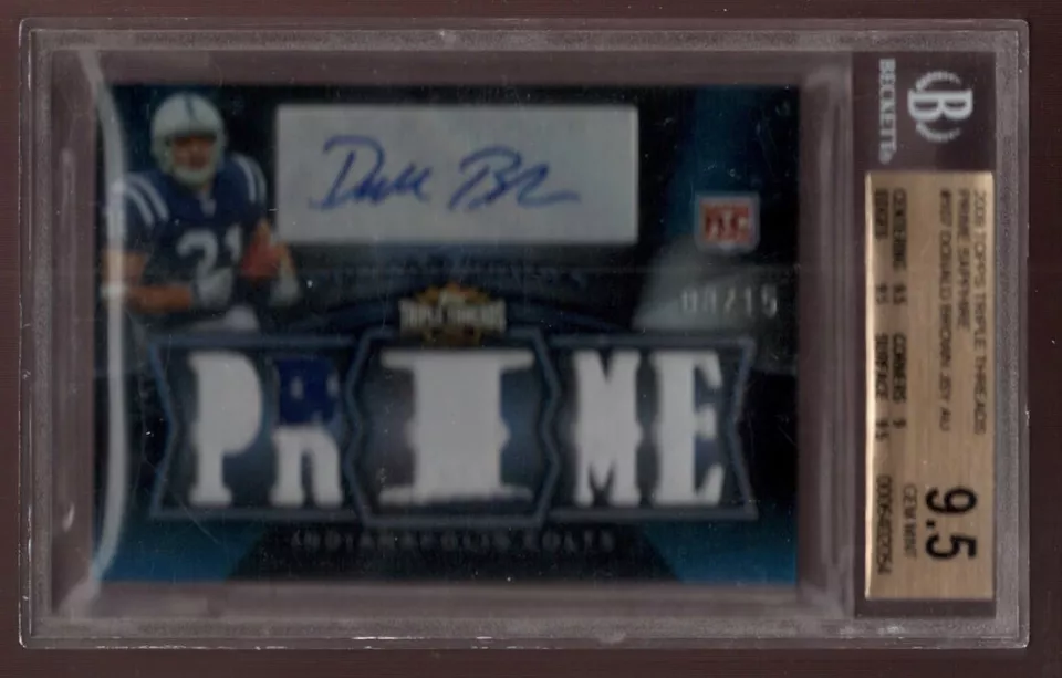 DONALD BROWN 8/15 BGS 9.5 10 PATRIOTS ROOKIE AUTO LOGO PATCH 2009 TRIPLE THREADS - Image 1 of 1