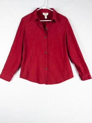 Camisa Talbots De Colección Para Mujer PS Rojo Terciopelo Abotonada Elastizada Cuello Sólido Foto 1 de 4