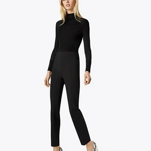 Tory Burch pantaloni neri Skylar lana smoking alla caviglia pantaloni alti taglia 6 nuovi con etichette