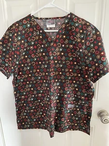 Scrub Zone Scrub Top-Size Large Multi Colors V-Neck 3 Front Pocket, Short Sleeve - Picture 1 of 6