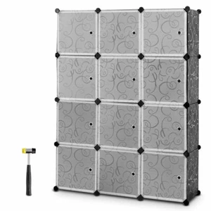Hágalo usted mismo 12 Cubos Portátil Armario Almacenamiento Organizador Ropa Armario Gabinete con Puertas - Imagen 1 de 12
