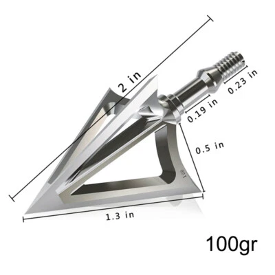 100/125 Grano Tiro con Arco Cabezas Anchas Fijas 3 Hojas Acero Inoxidable Punta de Flecha Foto 1 de 4