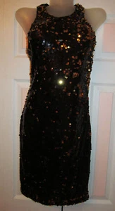 ALEXIA ADMOR black / gold fully sequin open back stretchy mini pencil dress XS - Picture 1 of 11