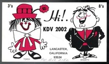 1970 QSL CB RADIO CBC CLUB CARD TOPSY & SHORTY LANCASTER CALIFORNIA KDV-2002 