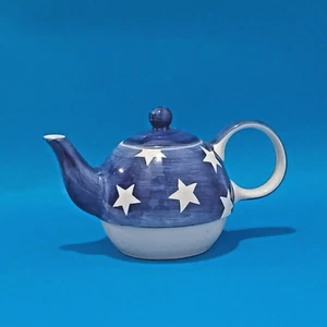 Tea Clipper By Whittards Of Chelsea Teapot For 2 Handpainted Blue & Polka White - Picture 1 of 8