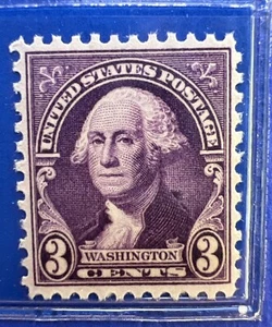 Raro sello de 3 centavos de George Washington de 1932 púrpura parte del conjunto de “Marcha a la Libertad” - Imagen 1 de 8