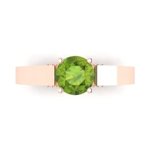 Anillo de compromiso de corte redondo 1,06 tcw para mujer, anillo de promesa de peridoto de oro rosa de 14K - Imagen 1 de 11