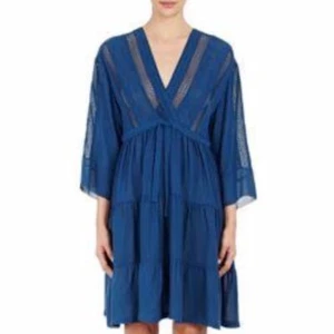 IRO Dress Womens Size 38/6 Fandy Blue V Neck 3/4 Sleeve Tiered Ruffle Mini Flowy - Picture 1 of 12