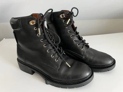 Women's COACH Lorimer G5293 Black Leather Ankle Boots Size 7.5B - Image 1 of 4