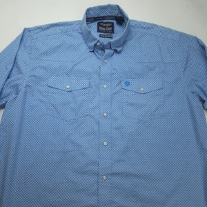 Camicia uomo XL Wrangler Troubadour blu George Strait Western PearlSnap geometrica - Foto 1 di 6