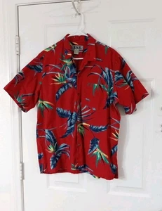 Vintage B.S.R. Hawaiihemd Herren XL Kurzarm Knopfleiste rot 100% Baumwolle - Bild 1 von 6