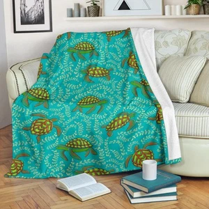 Sea Turtle Pattern Print Design T010 Fleece Blanket - Foto 1 di 10