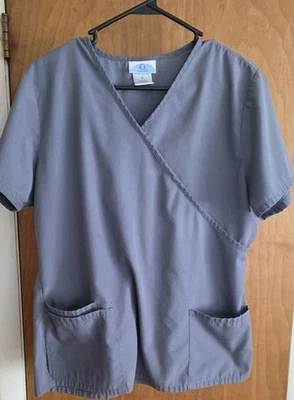 Blusa Médica Para Mujer Gris Sólido Manga Corta, Talla M Foto 1 de 2