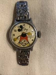 Rare!  Vintage 1930’s Ingersoll Mickey Mouse Wristwatch Original Metal Band - Picture 1 of 4