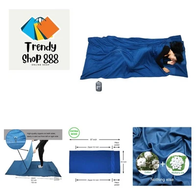 Ultimate Hygienic Travel Sheet: Extra Wide 87"x43" Silk & Cotton for All Seasons - Image 1 of 4