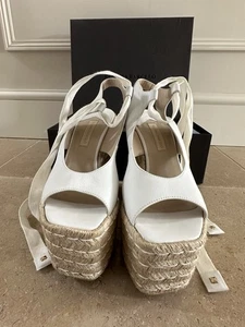 Bellissime zeppe espadrillas bianche Paloma Barcelo taglia 39 UK6 pelle - Foto 1 di 13