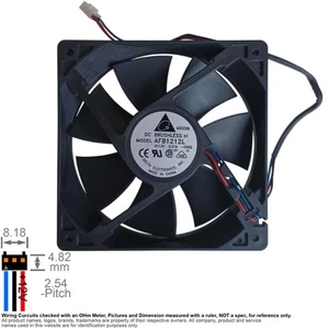 Fan Muffin Cooling DC 12V DC12V 12VDC 120mm 120x120x25 Delta AFB1212L -SV52 - Picture 1 of 4