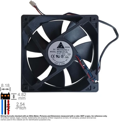 Fan Muffin Cooling DC 12V DC12V 12VDC 120mm 120x120x25 Delta AFB1212L -SV52 - Image 1 of 4