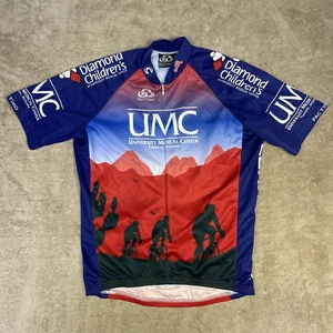 Pactimo Cycling Jersey Men’s Size S Red Blue Full Zip Poly - Picture 1 of 5