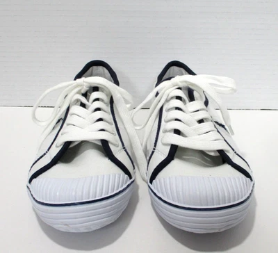 Polo Ralph Lauren Mujer 6.5 Logo Parte Superior Baja Con Cordones Lona Tenis Blanco y Azul Marino Foto 1 de 4