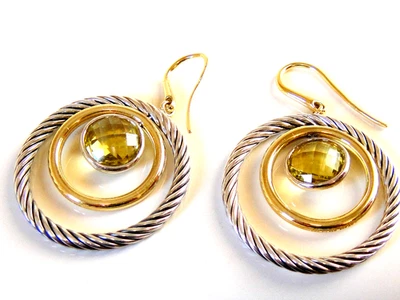 PENDIENTES MÓVILES DAVID YURMAN ORO 18K SS LIMÓN CITRINO. Foto 1 de 3