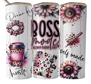 Taza de viaje aislada vaso de 20 oz para dueño de un negocio rosa Boss Mode - Imagen 1 de 3