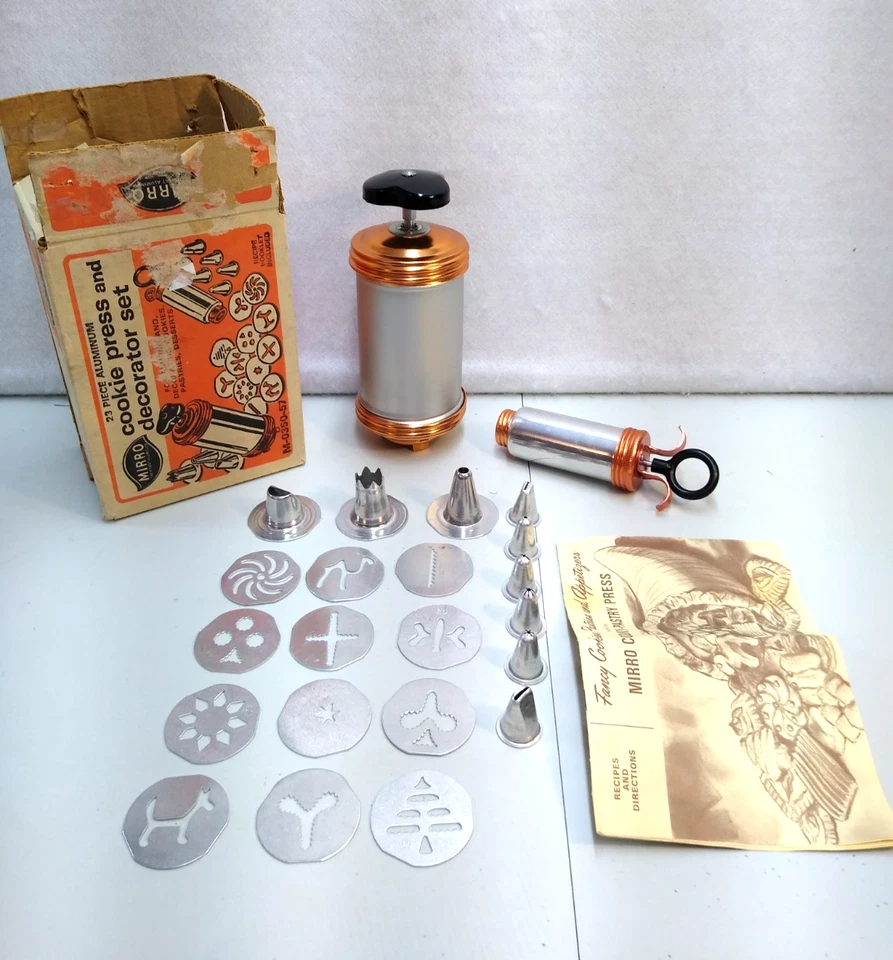 Vintage Mirro 23 Pc Aluminum Cookie Press & Decorator Set in Excellent Shape - Image 1 of 4