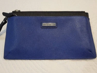 CALVIN KLEIN Womens Wristlet Clutch Wallet Purse, Color Block Blue & Black - Image 1 of 4