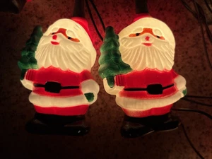 Vintage 10 Weihnachtsmann Kunststoff Form Lichterkette Weihnachtsbaum funktioniert 80er Jahre - Bild 1 von 9