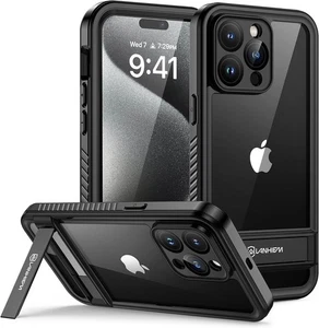 Lanhiem iPhone 15 Pro Max Case with Stand IP68 Waterproof Shockproof 6.7" Black - Picture 1 of 12